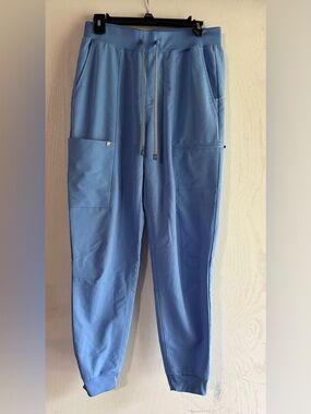 Fabletics Women's Scrubs Light Blue Drawstring Joggers